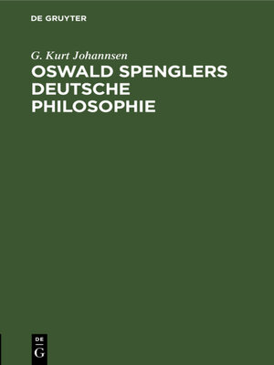 cover image of Oswald Spenglers deutsche Philosophie